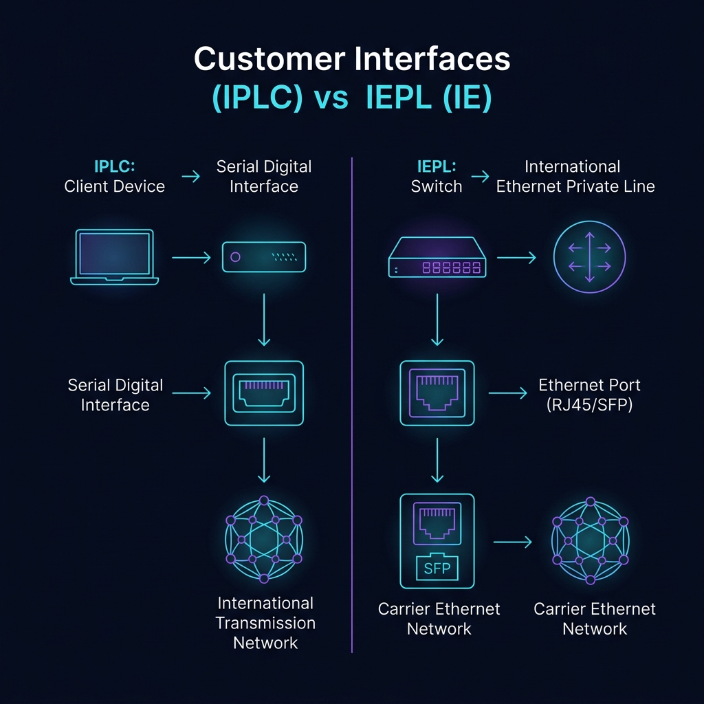 IEPL与IPLC客户接口和数据承载方式对比